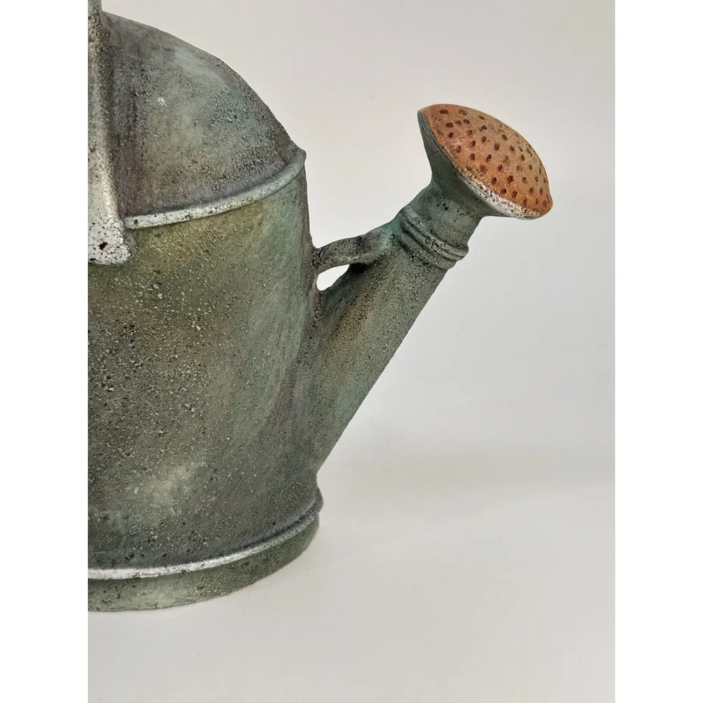 Vintage Marjolein Bastin Cast Iron Green Watering Can Doorstop 6.5
